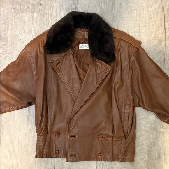 Linda Allard for Ellen Tracy vintage 80s leather bomber jacket - Picture 1 of 8